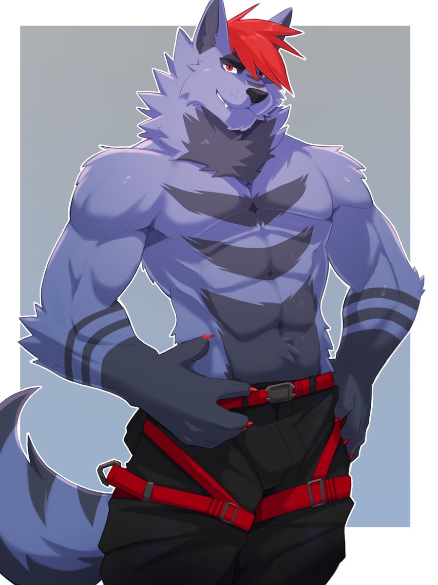 rubberwolf1's tweet photo. If you didn't know, I am a big fan of muscle and abs, so show me what you got? ;) If you're nice, I might show you something. Art of lupus being buff boy. https://t.co/5ShRVRXdOd