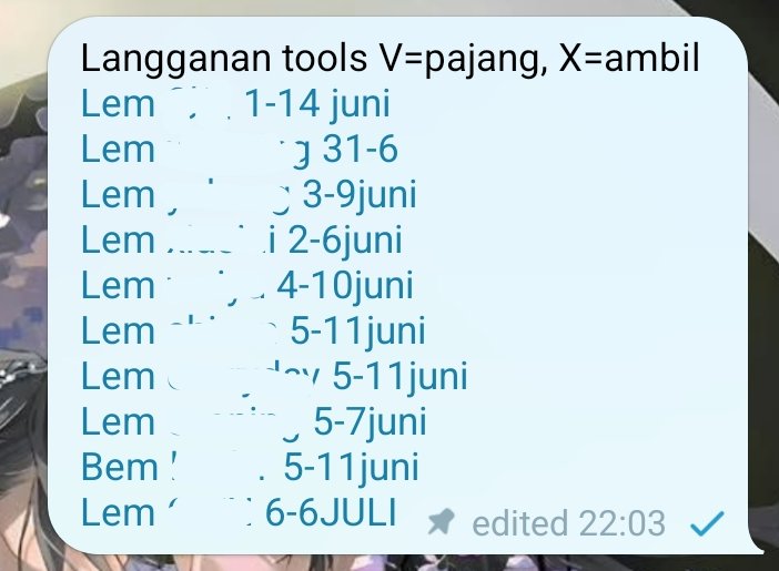 risoimental's tweet photo. Open langganan tools 
                         BEM            SEM           LEM
Harian           1500          1200           1000
Mingguan    10500       8400          7000
Bulanan            -             34000       28000

Pajang manual
Bebas jam ambil

Fast rep link di bio https://t.co/Ec3JqvCTEE