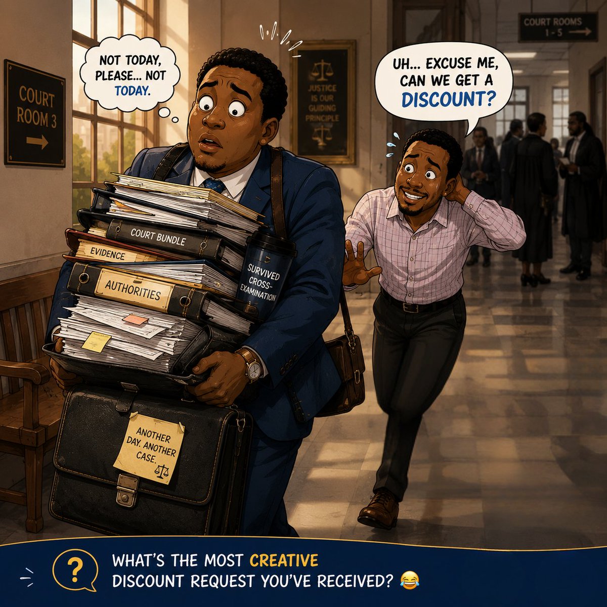 WyneLegal's tweet photo. Every profession has its moments. Behind every invoice are hours of preparation, strategy, research, negotiation, revision, and the expertise required to navigate problems that rarely have simple solutions.

💬 What's the most creative discount request you've ever received? https://t.co/y8VWCoxFd6