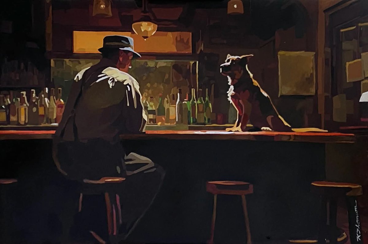 GalvanPero55796's tweet photo. "Hair of the Dog," (2023). 
Oil on canvas 16 x 24 in. 
By Keith Thomson, (American, b.1965). 

Private Collection. https://t.co/3SdRKlMuYJ