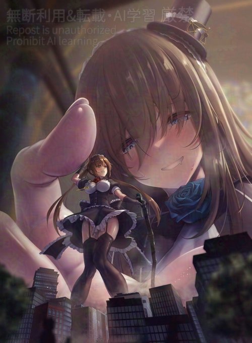 グリムグリッター掌編「フリフリ・アオイ・ランペイジ」(短編小説+イラスト) [Fantia] [Patreon] 「ふふ……ふへへ……よくできました。電車を襲う葵……すごく様になっているわよ」 「もう、香ったら……恥ずかしいってばぁ……」