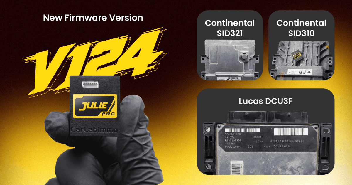 CarLabImmo's tweet photo. 🚀 Julie™ Emulator PRO V124 is Here! 🚀

Julie™ PRO version 124 introduces new supported ECUs and many useful functions, making your favourite Emulator even better.

📖 Read the full article and detailed procedures here: https://t.co/2Y31oDaBsn Wyświetl mniej https://t.co/YueIOjDJKO