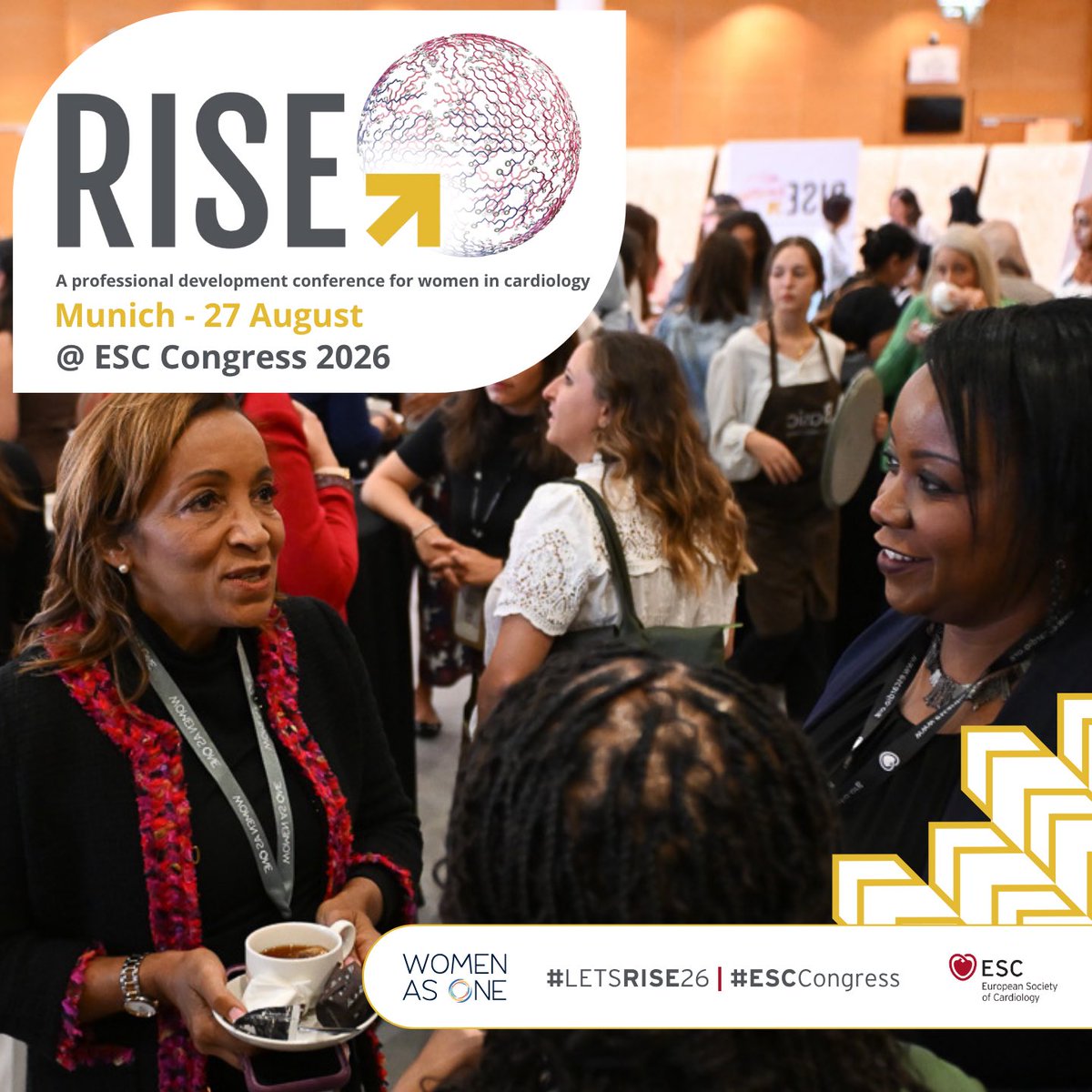 VirnaLSales's tweet photo. RISE @ ESC Congress 2026 brings women in cardiology together for a day of leadership, mentorship, collaboration, and career development. 
Join me in Munich on August 27. 
Register now: https://t.co/6ayYhacLgb 
#LetsRISE2026 #ESCCongress https://t.co/soup5ppRjR
