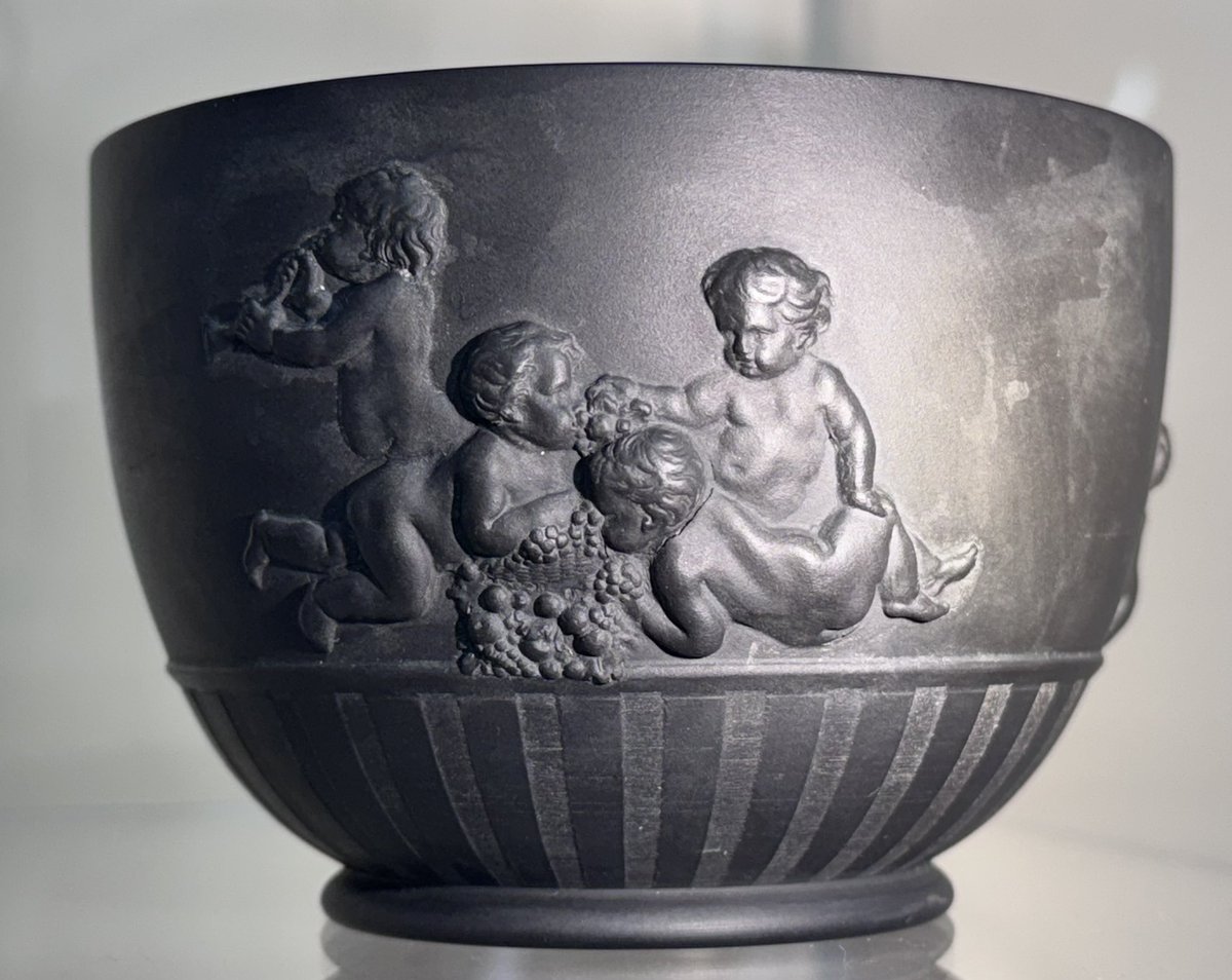 TwickMuseum's tweet photo. We celebrate our connection with the Twining family through our display of tea drinking and ceramics. Here are some beautiful examples of  late 18th century basalt wares showing Bacchanalian boys at play. Come and see for yourself!  Free entry. Fri and Sat 11-3pm, Sun 2-4pm. https://t.co/EPgJTuyJXa