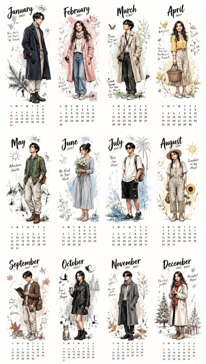 Aesthetic 2027 Desk Calendar