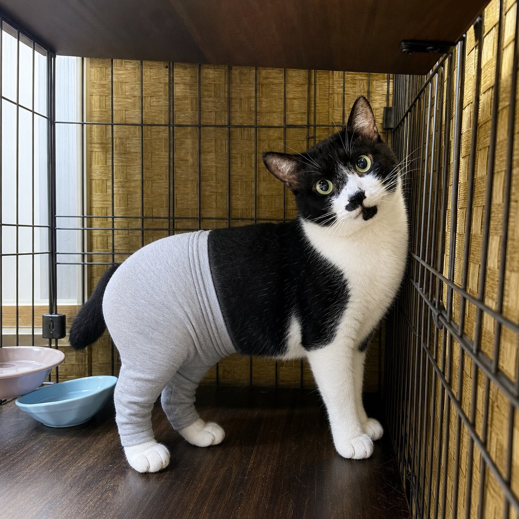 ねこまる ひふみんもヨガパンツ履いたよ（笑） #ごはんねこまる #保護猫