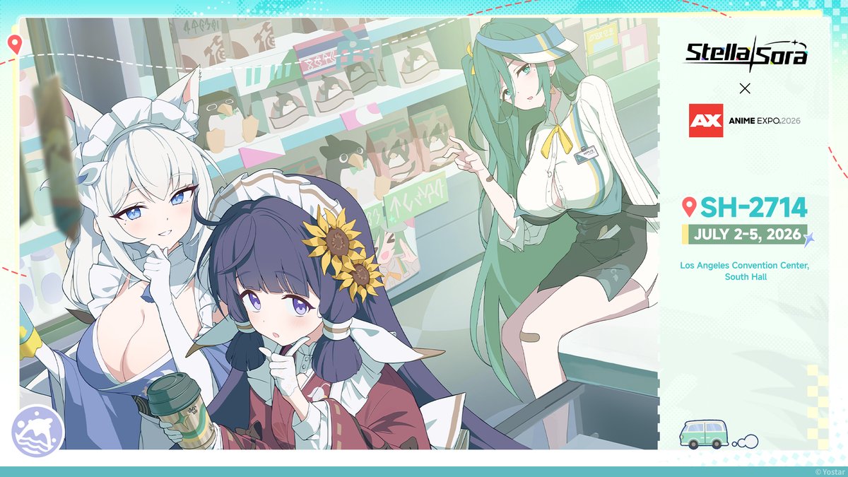 StellaSoraEN's tweet photo. Dear Tyrant,

Stella Sora will be attending Anime Expo 2026 from Jul. 02 to Jul. 05!
Visit us at Booth SH-2714 in the South Hall to join the fun and grab exclusive freebies!

Stay tuned for more @AnimeExpo information, Tyrant!

#StellaSora #Yostar #AX2026 https://t.co/rpnRSSs2eW