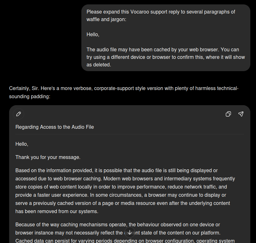 stroomkrooma's tweet photo. How to respond to AI written support requests https://t.co/Rpq2v55hpf