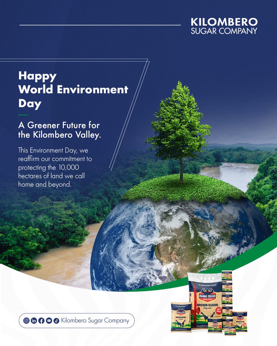 KilomberoL's tweet photo. As we celebrate World Environment Day, we continue to embrace environmental sustainability across our value chain and beyond. Happy World Environment Day!

#WorldEnvironmentDay #KilomberoSugar #BwanaSukari #Sustainability #TanzaniaAgriculture https://t.co/XcVfIhtl7Y