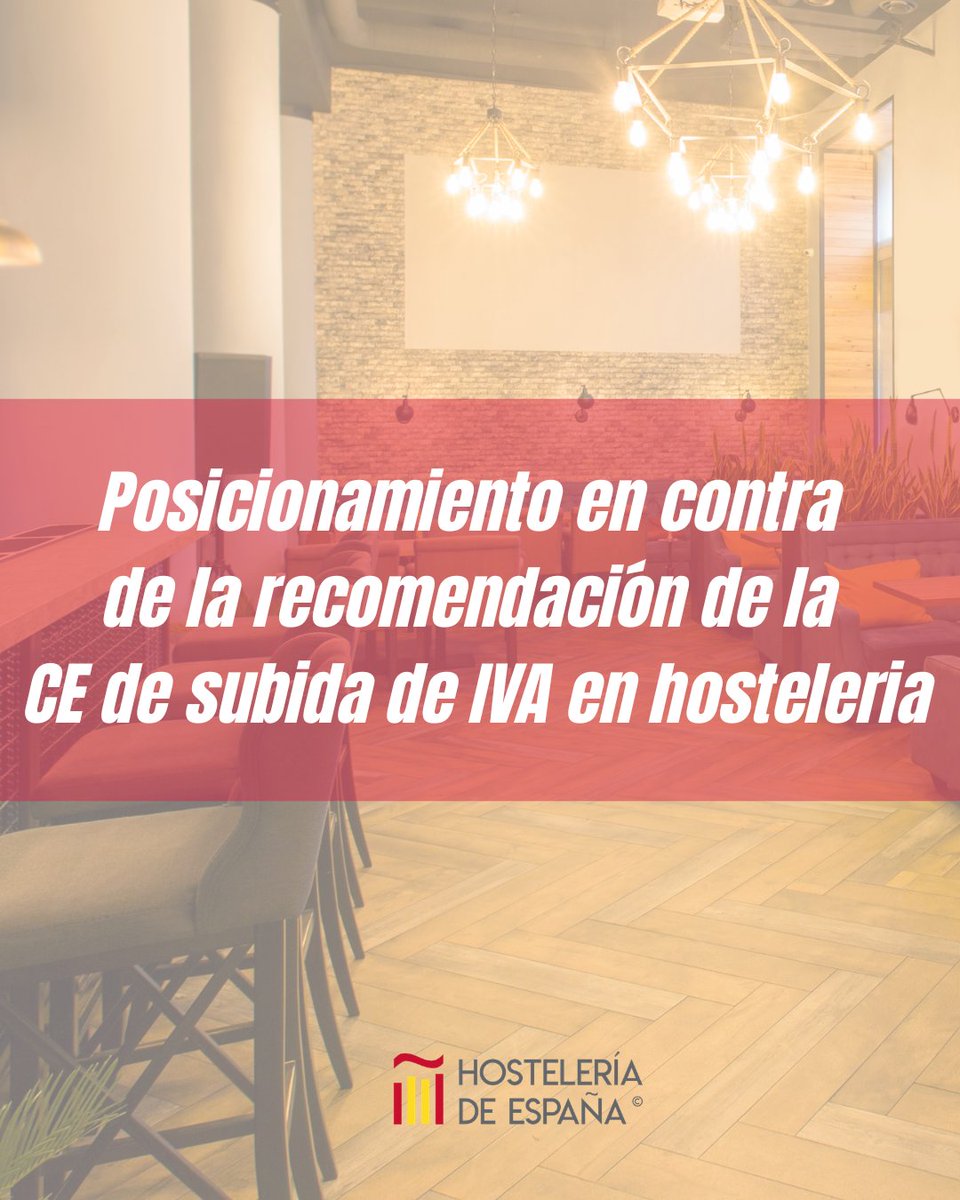 CEHEhosteleria's tweet photo. Desde @CEHEhosteleria compartimos la preocupación de #COMPETUR ante la propuesta de elevar el IVA de la hostelería del 10% al 21%.
La hostelería es mucho más que una actividad económica. Esta medida encarecería el consumo, afectaría a las familias y restaría competitividad a un sector clave para el empleo, la economía y la Marca España.
Por ello, defendemos el mantenimiento del IVA reducido, un instrumento clave para preservar la competitividad de nuestro turismo y proteger un sector estratégico para la economía y el bienestar social de nuestro país.
@CEHATes , @CervecerosES
#HosteleríaDeEspaña #MarcaEspaña