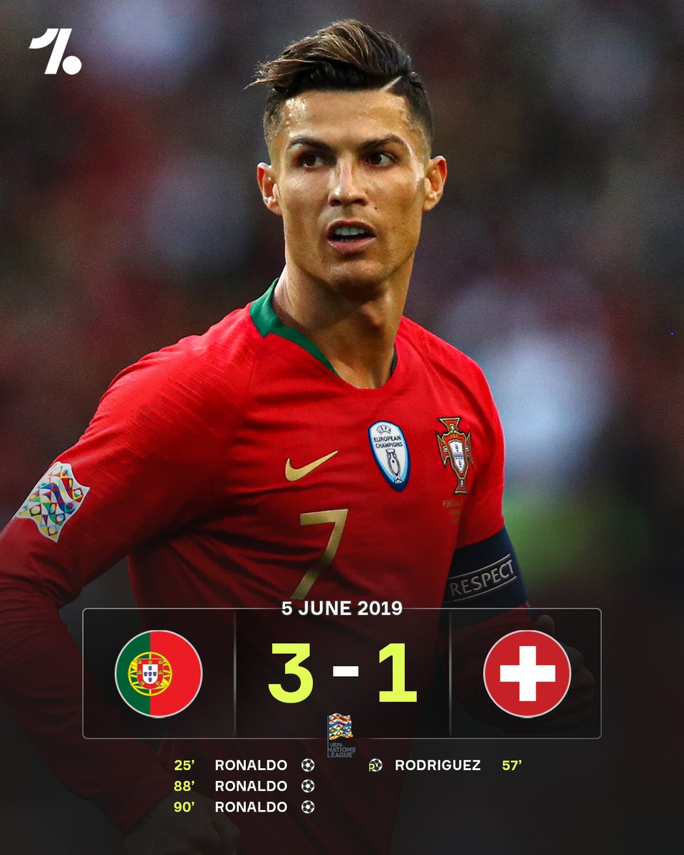 OneFootball's tweet photo. It's been seven years since Cristiano Ronaldo's iconic Nations League run where he scored a hat-trick in the semi-finals before going to win the full tournament 🏆🇵🇹 https://t.co/nh4jtdBV8H