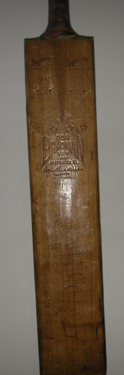 archivist_al's tweet photo. To continue marking @HomeOfCricket  150th Test here are some items from notable Lord's Tests, Gooch's 333 bat in 1990, the ball from Bob Massie's first innings in 1972, Dickie Bird's cap from his final Test &amp; Bradman's 1930 bat, what he considered his finest innings https://t.co/tOUCO0I1UY