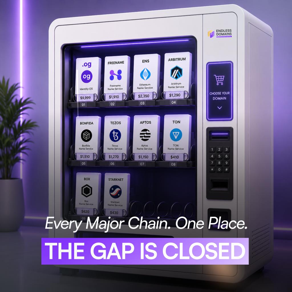 ROi1556837's tweet photo. ENS lives on $Ethereum, SNS lives on $Solana, Unstoppable on $Polygon.

great tools. but your identity is still scattered across 5 chains with no single source of truth

that's the real fragmentation problem in Web3 nobody talks about

@EndlessDomains just changed that https://t.co/nZKVCRatwx