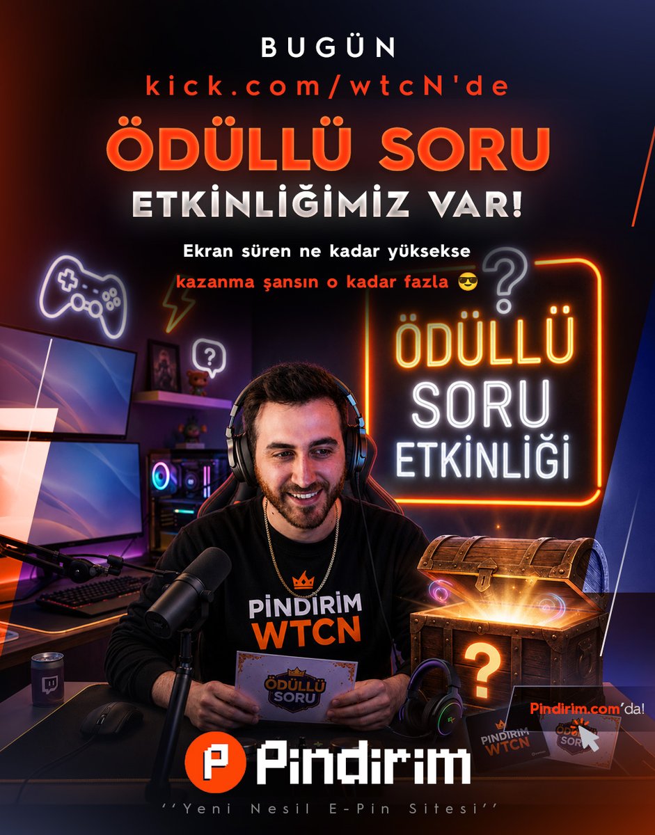 PindirimCom's tweet photo. 🔥 Bugün wtcN ile Ödüllü Soru Etkinliğindeyiz!

🔗 https://t.co/2lJpPX98FZ adresi üzerinden etkinliği izleyebilir ve katılabilirsiniz!

🔟 Soru ve her doğru cevap 500 TL kazanacak

🥳 Her konudan soru olacak kaçırmayın, pindireceğiz https://t.co/94tWTs5oSC