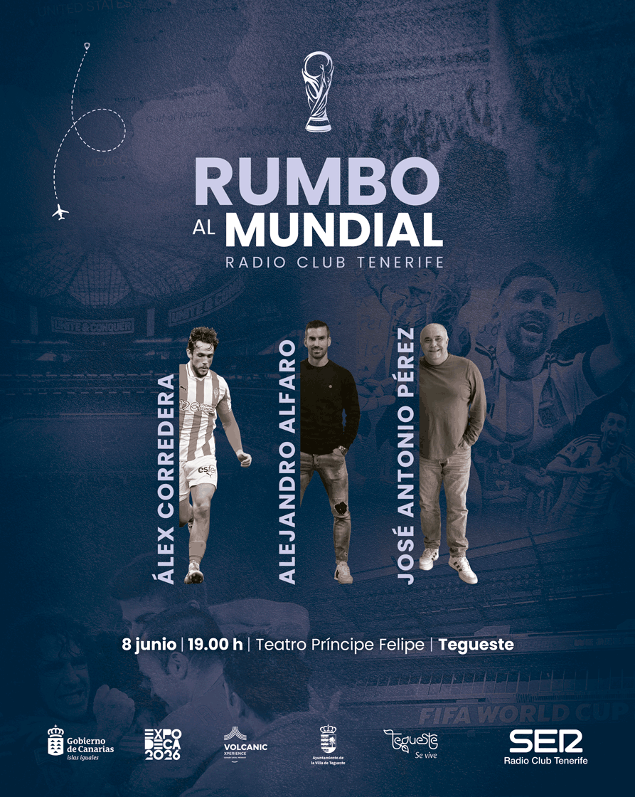 radioclubSER's tweet photo. 💥Rumbo al MUNDIAL

🏦Teatro Príncipe Felipe | Tegueste
 🎙️Invitados confirmados:  @AlexCorredera10 , Alejandro Alfaro y @JAPtw
🎙️ Presentan @mdaswani y @MaverickGold 
📅 Lunes 8 de junio, a las 19:00h https://t.co/5R7xuMVGAu