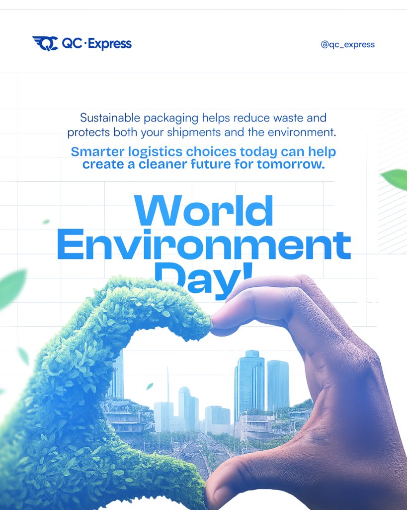 qc_express's tweet photo. World Environment Day is a reminder that the little things we do daily matter more than we think. 🌍💚

From reducing waste to using smarter and more sustainable packaging, every effort counts toward creating a cleaner and healthier future for everyone. https://t.co/6rCVLsQupR