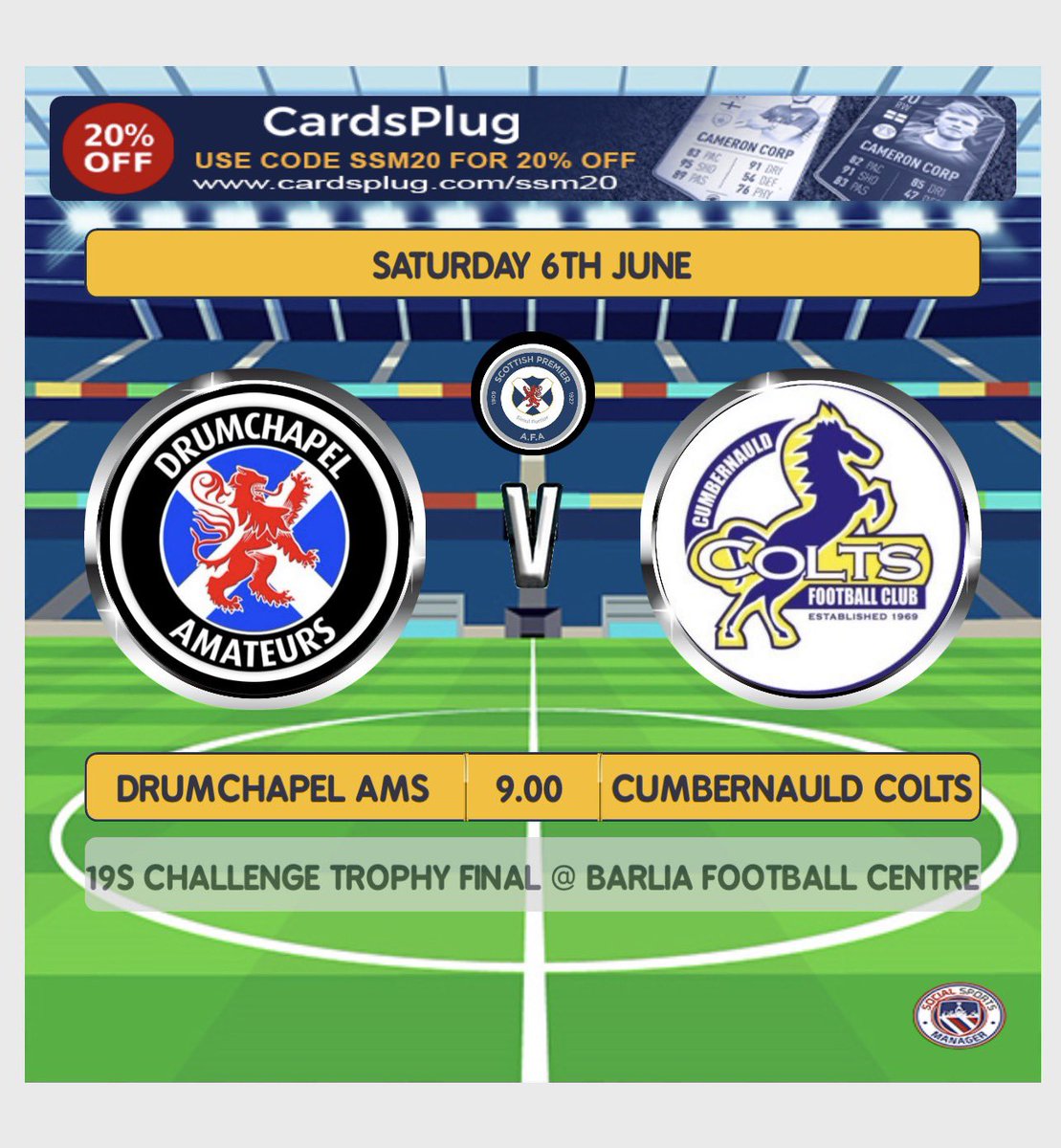 ColtsU19's tweet photo. We face Drumchapel Amateurs tomorrow morning in the 19s Challenge Trophy Final. 

If you’re up early enough, get along and support the boys in their quest for silverware. 

Live updates on @Usqor app

🟡🔵🟡 #monthecolts https://t.co/LZ9c8DjmhS