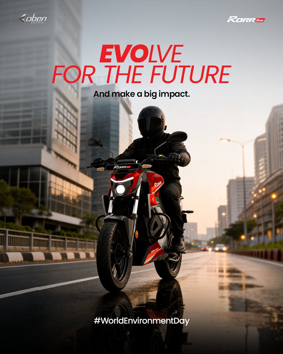 ObenElectric's tweet photo. The future is something we build with every choice we make today.
This World Environment Day, let's move towards a future with cleaner air, lower emissions, and roads that leave less behind.

#HappyWorldEnvironmentDay
#unleashthebold #rorrevo #obenelectric https://t.co/pUJtFM66ke