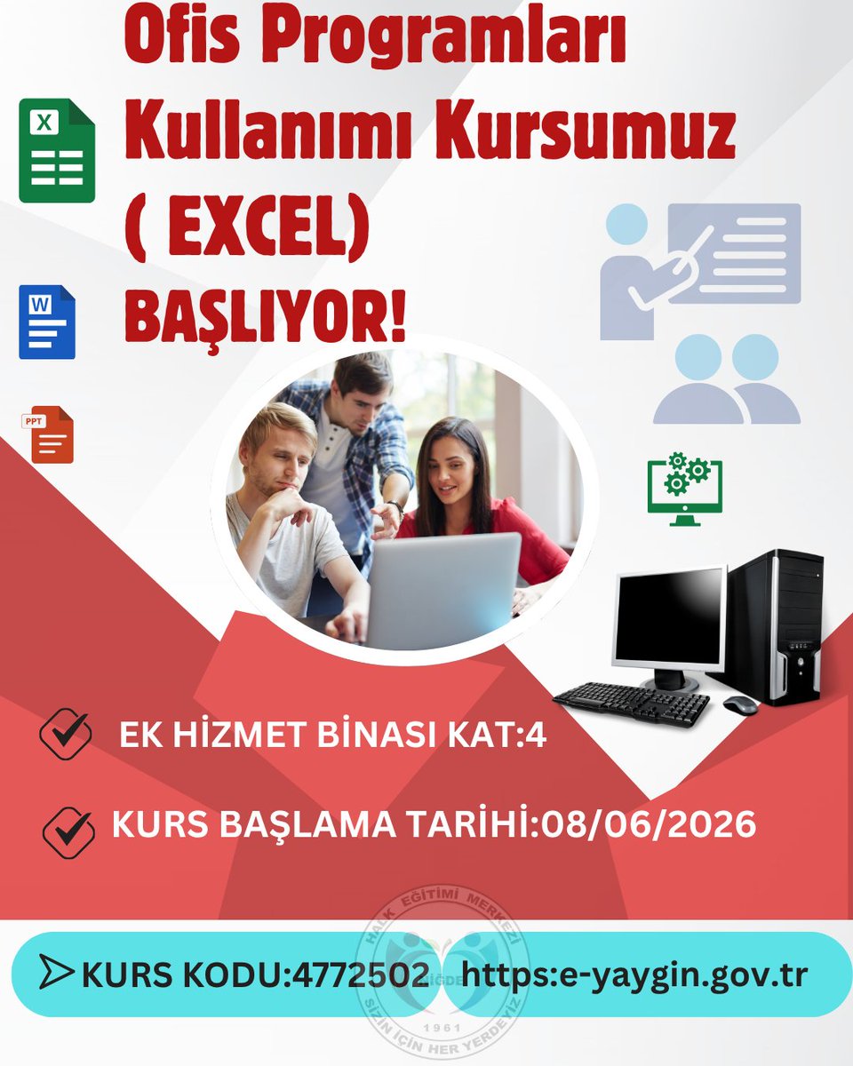 NigdeHEM's tweet photo. 🎯 Niğde Halk Eğitimi Merkezi tarafından düzenlenen Ofis Programları Kullanımı (Excel) Kursu ile temel ve ileri düzey Excel uygulamalarını öğrenme fırsatı sizleri bekliyor.

@NigdeValiligi 
 @tcmeb 
 @nigdeilmem
 @mebhbogm 
 @elifozbek36 
 @orhancetinn45 

#Niğde https://t.co/nzP7Ktp67u