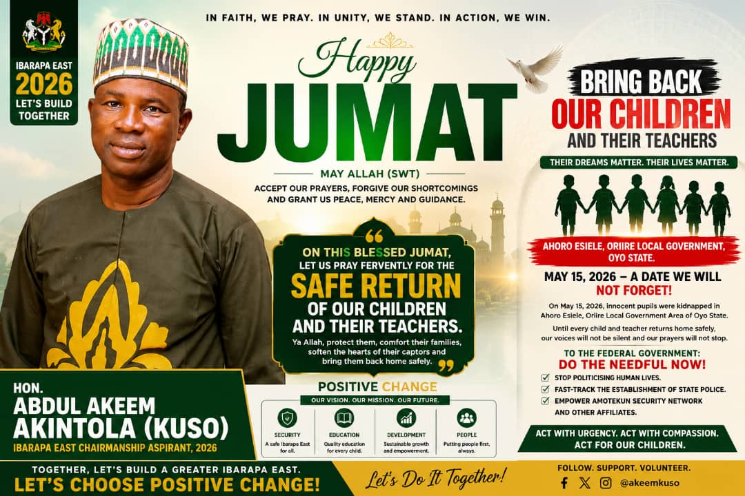 DadaOladejo's tweet photo. JUMAT MESSAGE: KUSO Calls for Special Prayers for Abducted Pupils, Teachers; Says Oyo Must Stand United Until Every Child Returns Home
https://t.co/yGOPH03oWE https://t.co/Poc4nlVeab