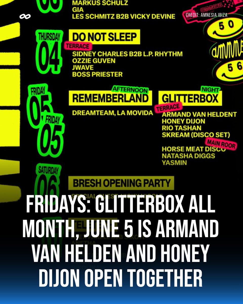 loopliner's tweet photo. #Amnesia is 50 years old this season. June gives you KETTAMA and Josh Baker b2b, Armand Van Helden and Honey Dijon on the same Terraza, Louie Vega, and a brand new party from Joseph Capriati at the end of the month. No bad nights.

Read More at #loopliner https://t.co/nd0skhFmCk