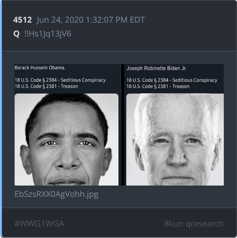 SlaveOrFree's tweet photo. https://t.co/m3geSHxK4J
Drops 24 juin👇

#4507 définit le Patriote vs le Traître.  
#4512 accuse directement Obama &amp; Biden de trahison et conspiration séditieuse.

Trump relie le 24 juin avec « The Sum of All Fears ». Qïncidence ?🐸

Le jugement des traîtres approche.

NCSWIC 💥 https://t.co/PLYLIjNaPb