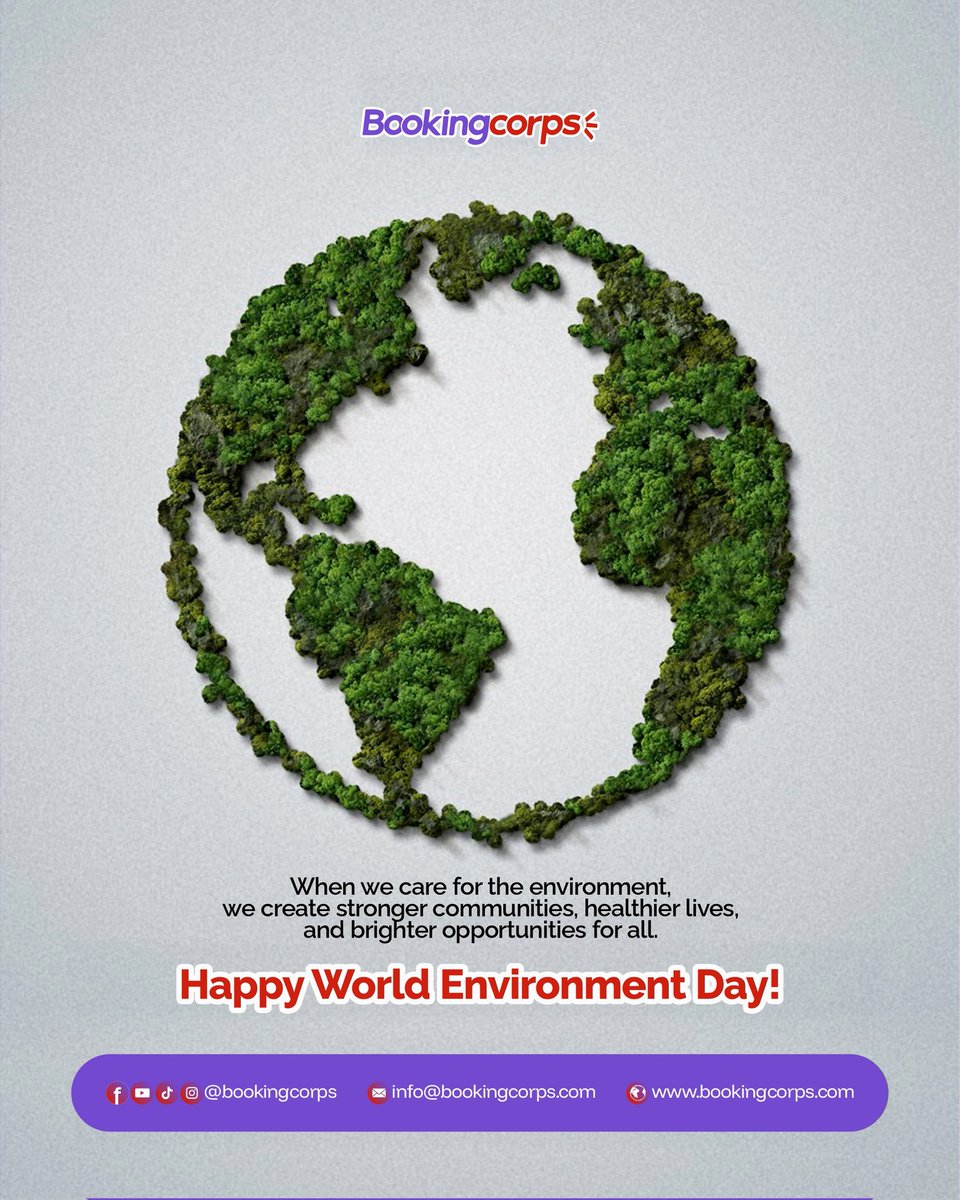 bookingcorps's tweet photo. 🌳 🌊 This World Environment Day, let us remember that sustainability is not only about protecting nature, it is about improving lives, strengthening resilience, and ensuring a better future for everyone.

#WorldEnvironmentDay #ClimateChange #Sustainability #BookingCorps https://t.co/VHNnEec1F5
