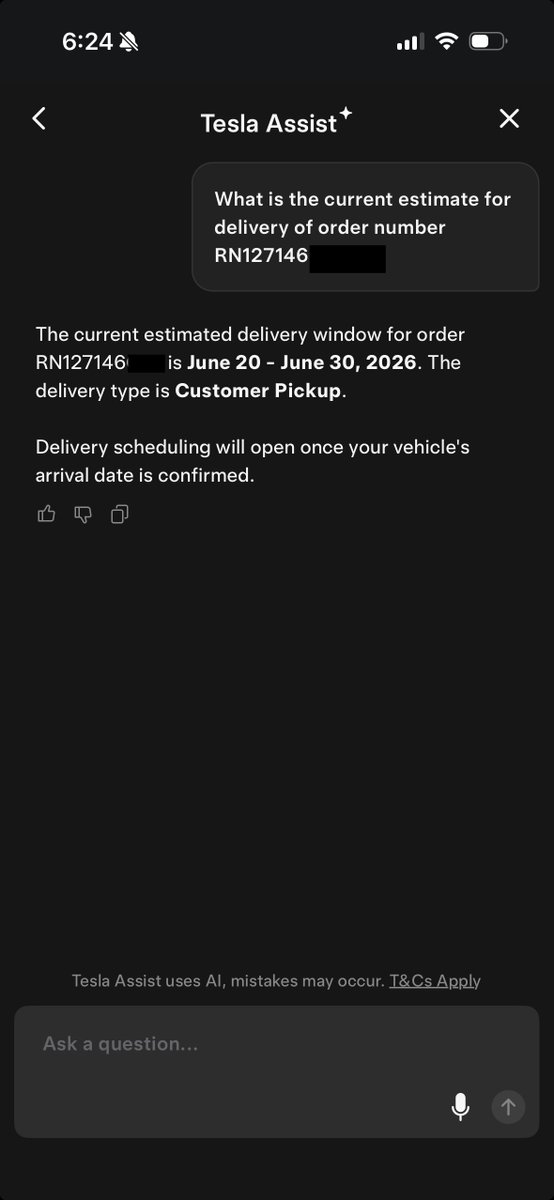 drmaudio's tweet photo. While compulsively checking my 60K  Dual Motor Standard Cybertruck order, the app asked me to complete a few pre delivery tasks.  No VIN yet, but the assistant went from saying "2027" to this.  Not sure how bankable that is, but it feels like progress. https://t.co/70YHdCpgLe