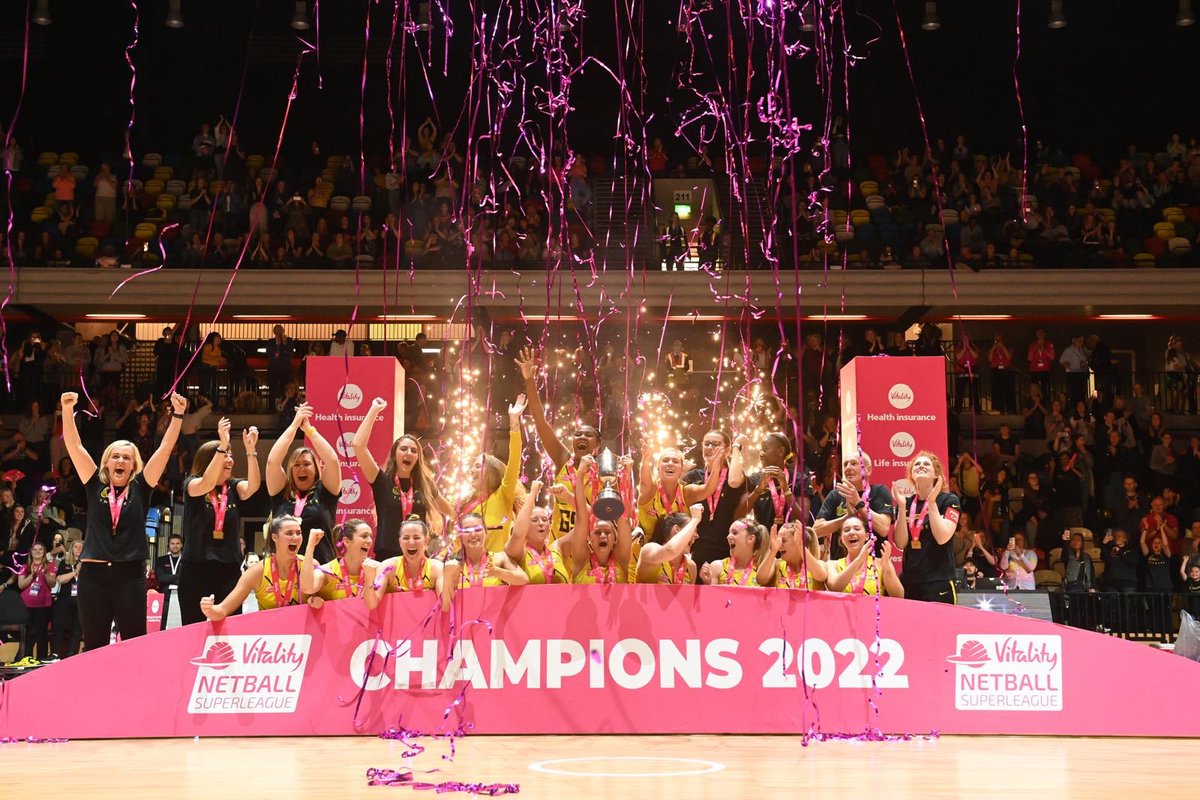 thundernetball's tweet photo. 2022 NSL WINNERS 👏⭐️

Four years ago, we made history.

🏆 Fourth NSL title 🔥 Unbeaten all season ⚡️ Only the second club ever to complete an unbeaten NSL season and be crowned champions

A moment we'll cherish forever 🙌 https://t.co/V9dHPiudW7