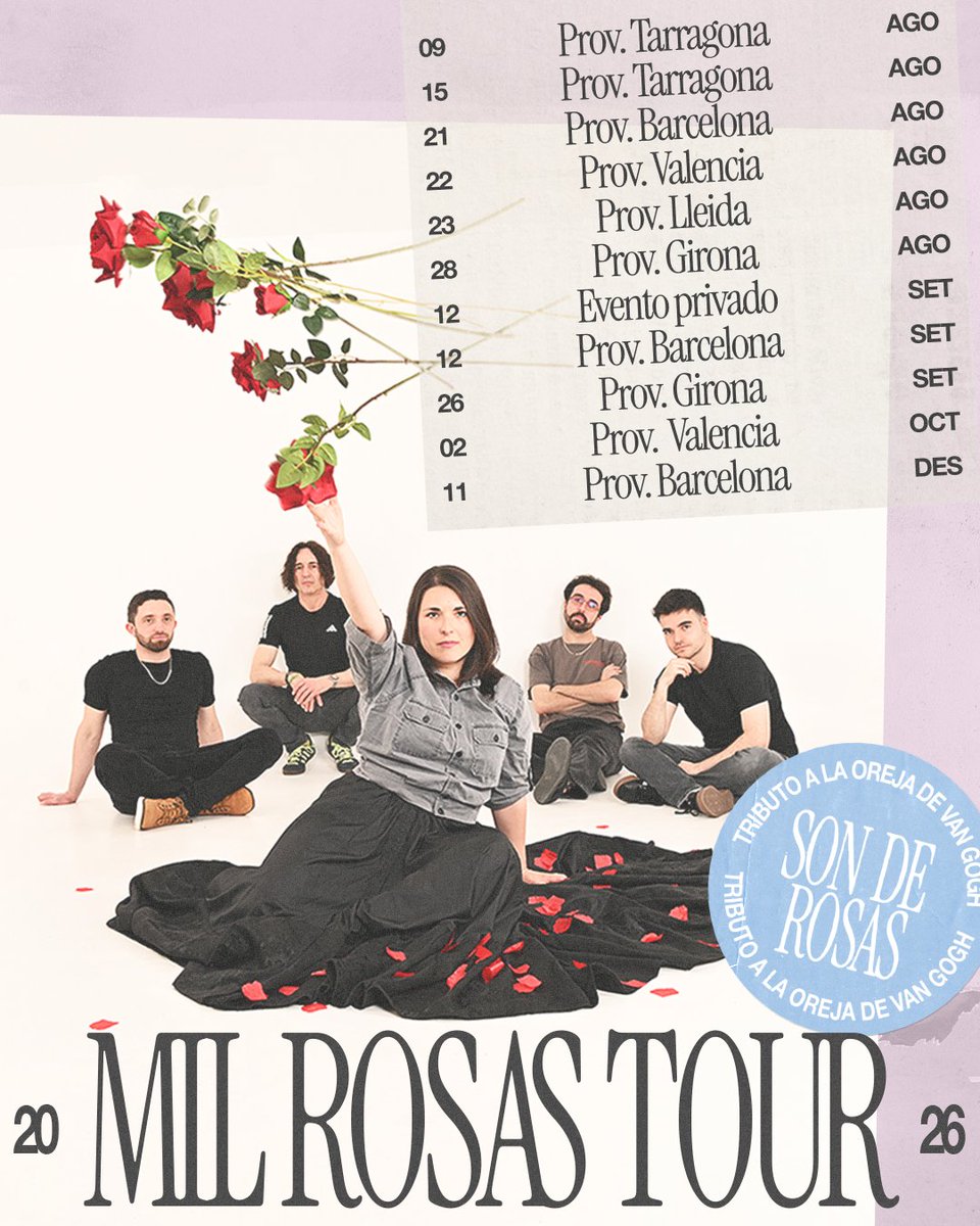 sonderosas's tweet photo. MIL ROSAS TOUR 2026🌹Actualizamos el listado de conciertos para que podáis escoger el día y el lugar que os vaya mejor! Próximamente más información 🫶🏻 https://t.co/R9diy1kkMx