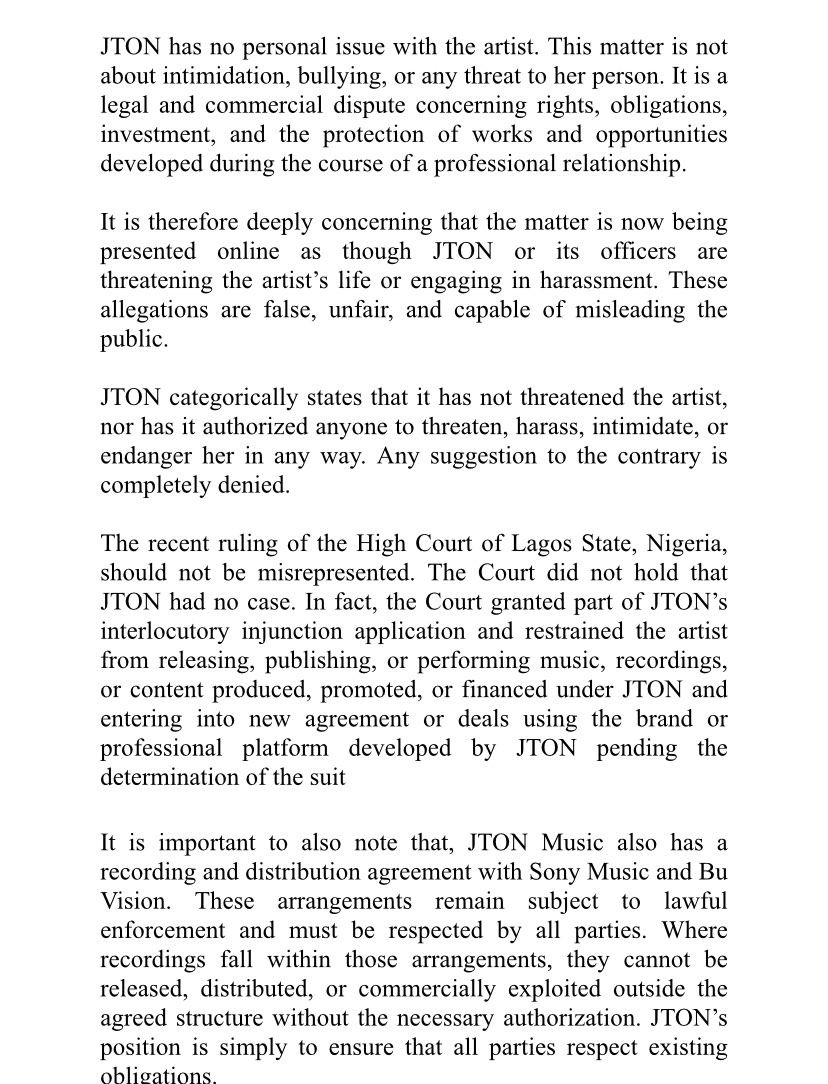 colossusmedia_'s tweet photo. An official press statement has been issued by JTON MUSIC.

Stay informed and read the complete statement below. ⬇️ https://t.co/Ae4KQDJvS5