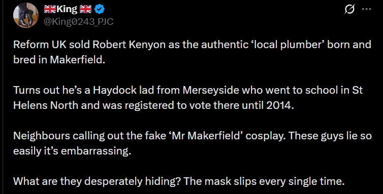 PCSoblahdeehell's tweet photo. @lathamphil1 @reformparty_uk You are either paid, or out of your mind.

Or both.

He's a total fake, and a total tosser. https://t.co/d9SHCWh20s