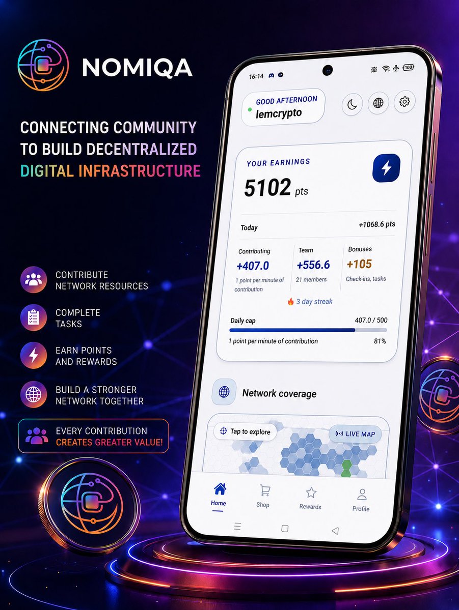 lemcrypto123's tweet photo. 🚀 NOMIQA – EMPOWERING COMMUNITIES TO BUILD THE FUTURE OF DIGITAL INFRASTRUCTURE

@NomiqaDePin is more than just a technology application; it is a platform that empowers communities to actively participate in building and expanding the next generation of digital infrastructure.

Through the app, users can contribute network resources, participate in tasks and community activities, and help strengthen and expand the ecosystem. Every contribution, no matter how small, plays a role in creating a stronger, more transparent, and more sustainable network.

One of Nomiqa’s key strengths is its ability to transform community participation into real value. Users are not simply consumers of the platform—they become active contributors to the growth and development of the network. This model encourages collaboration, resource sharing, and collective efforts to drive positive outcomes for the future digital economy.

With a community-first vision, Nomiqa is building more than just an application—it is creating an ecosystem where everyone can contribute, grow, and benefit from the value they help create. This promising approach reflects a strong commitment to developing a sustainable digital infrastructure platform for the next generation.

Nomiqa demonstrates how technology and community can work together to create meaningful impact, making it a project worth watching as it continues to shape the future of digital connectivity. 🚀

📲 https://t.co/aITQRXROWF

Code : Lemcrypto 

#Nomiqa #lemcrypto