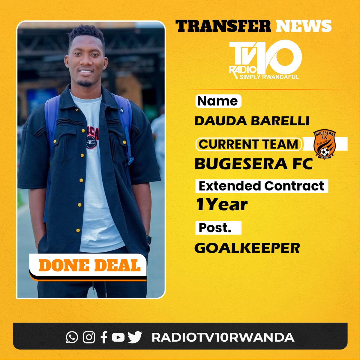 ClaudeHitman's tweet photo. #TransferNews

Ikipe ya Bugesera FC yongereye amasezerano y'umwaka umwe Umunyezamu wayo Dauda Barelli.

Uyu Munyezamu njye nabonye  ari we mukinnyi mwiza w'umwaka muri iyi kipe. https://t.co/GrnOB7DFbN