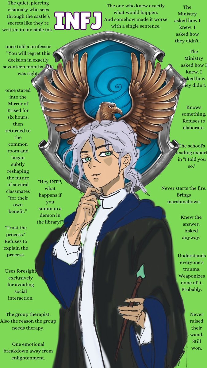 GerechoY's tweet photo. MBTI x Ravenclaws

#MBTI #intp #istp #infj #istj https://t.co/THhfHs0e0H
