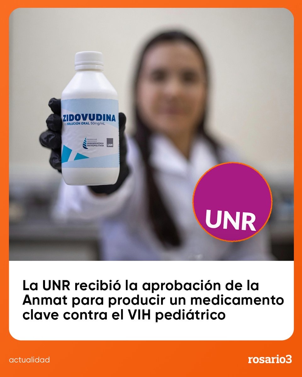 Rosariotres's tweet photo. 💊 LA UNR PRODUCIRÁ UN MEDICAMENTO CONTRA EL VIH PEDIÁTRICO 💊

👉 La Universidad Nacional de Rosario alcanzó un hito en materia científica y sanitaria tras recibir la aprobación de la Administración Nacional de Medicamentos, Alimentos y Tecnología Médica (Anmat) para fabricar zidovudina pediátrica en su Planta Piloto de Producción de Medicamentos. Se trata de un medicamento para el tratamiento de VIH en embarazadas y niños.

⏩ La autorización representa un paso histórico para la institución, ya que se trata del primer medicamento registrado por un laboratorio universitario en Argentina. Además, permitirá fortalecer el acceso a un tratamiento considerado esencial para niños y embarazadas con VIH.

▶️ La zidovudina tiene una disponibilidad limitada en el país. Su elaboración local es irregular y, muchas veces, debe recurrirse a la importación, situación que suele generar dificultades en el abastecimiento de la red pública de salud. 

➡️ Actualmente, sólo un laboratorio privado produce este medicamento en territorio nacional, con un valor cercano a los 110.000 pesos por unidad.

🧬 Frente a este escenario, la Planta Piloto de la UNR comenzará a producir el fármaco durante el segundo semestre del año. La primera etapa contempla la elaboración de 15.000 envases de 240 mililitros que serán distribuidos en hospitales públicos de distintas provincias.