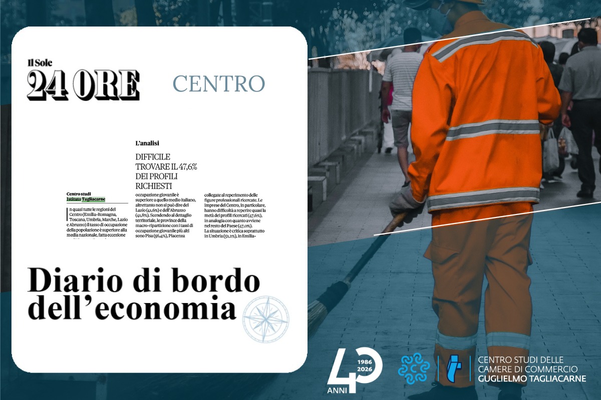 IstTagliacarne's tweet photo. 👨‍💼 Tra le imprese delle regioni del Centro (Emilia-Romagna, Toscana, Umbria, Marche, Lazio e Abruzzo) quasi una figura professionale richiesta su due (47,6%) è difficile da reperire.
📊 E’ quanto si legge in un’analisi del Centro Studi Tagliacarne, condotta su dati dell’Istat e del Sistema Informativo Excelsior (realizzato da @unioncamere e @MinLavoro) e pubblicata nell’articolo “Difficile trovare il 47,6% dei profili richiesti”  del @sole24ore Centro. In Umbria (51,2%), Emilia-Romagna (50,4%) e Toscana (50,4%) la situazione più critica.
🔵 Il tasso di occupazione della fascia d’età 15-64 anni del Centro è sopra la media nazionale con punte, tra le regioni, in Emilia-Romagna (71,4%), Toscana (70,5%) ed Umbria (69,1%).
Per quanto concerne il tasso di occupazione della fascia d’età 15-64 le regioni del Centro sono sopra la media italiana, con valori elevati in Emilia-Romagna (71,4%), Toscana (70,5%) ed Umbria (69,1%).
↪️ L’analisi prende in considerazione, inoltre, le entrate previste, ossia di contratti di lavoro pianificati nelle regioni che compongono la macro-ripartizione. Il Centro, con 16,1 entrate programmate di lavoratori per 100 residenti, supera la media nazionale (15,6). Tra le regioni indici elevati per Emilia-Romagna (17,5), Toscana (16,2) e Lazio (15,9). Sul fronte provinciale spicca Rimini (22,3), seguita da Ravenna (20,9) e Forlì-Cesena (19,8).

@camcomroma 
@cciaa_bo 
@CamComModena 
@CamComFI 
@CciaaMarTir 
@CciaaPTPO 
@GScamcom