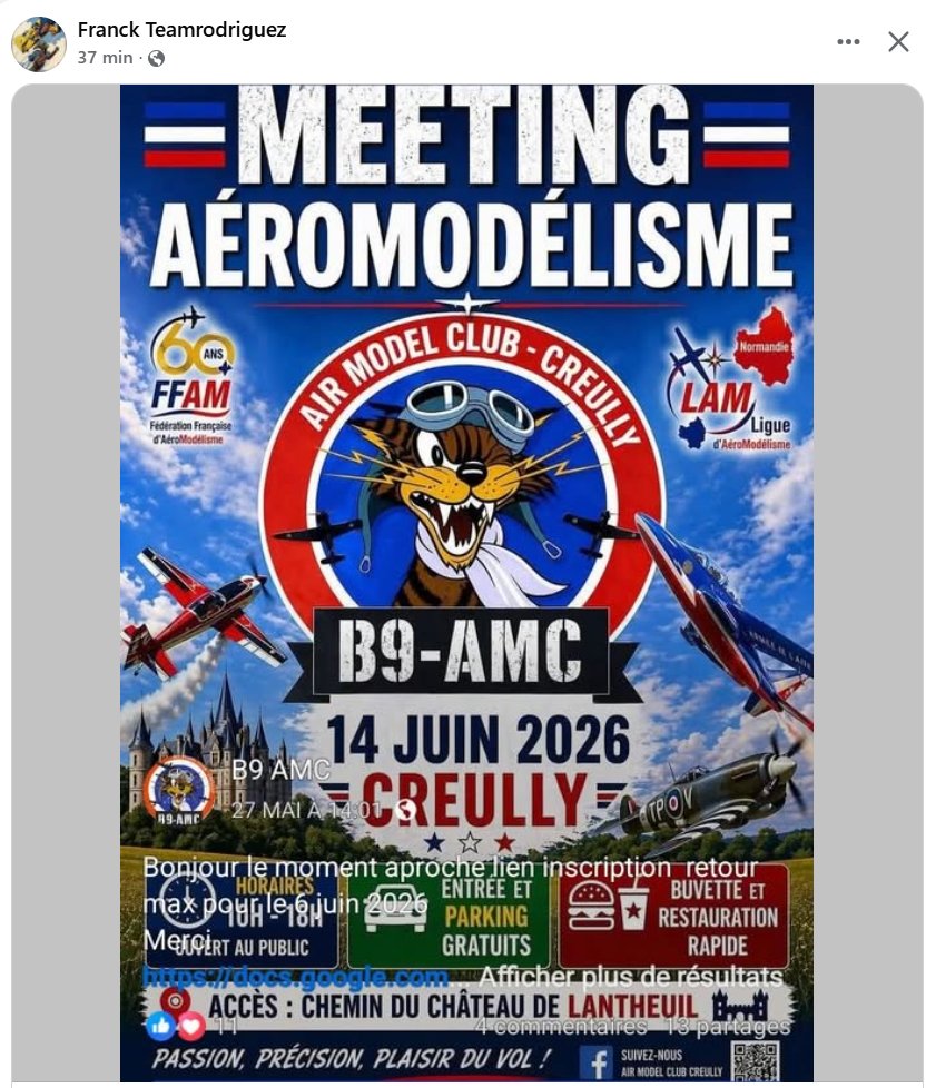 f4dbs's tweet photo. MEETING AÉROMODÉLISME B9-AMC – CREULLY – 14 JUIN 2026 https://t.co/qJhDhltRRv