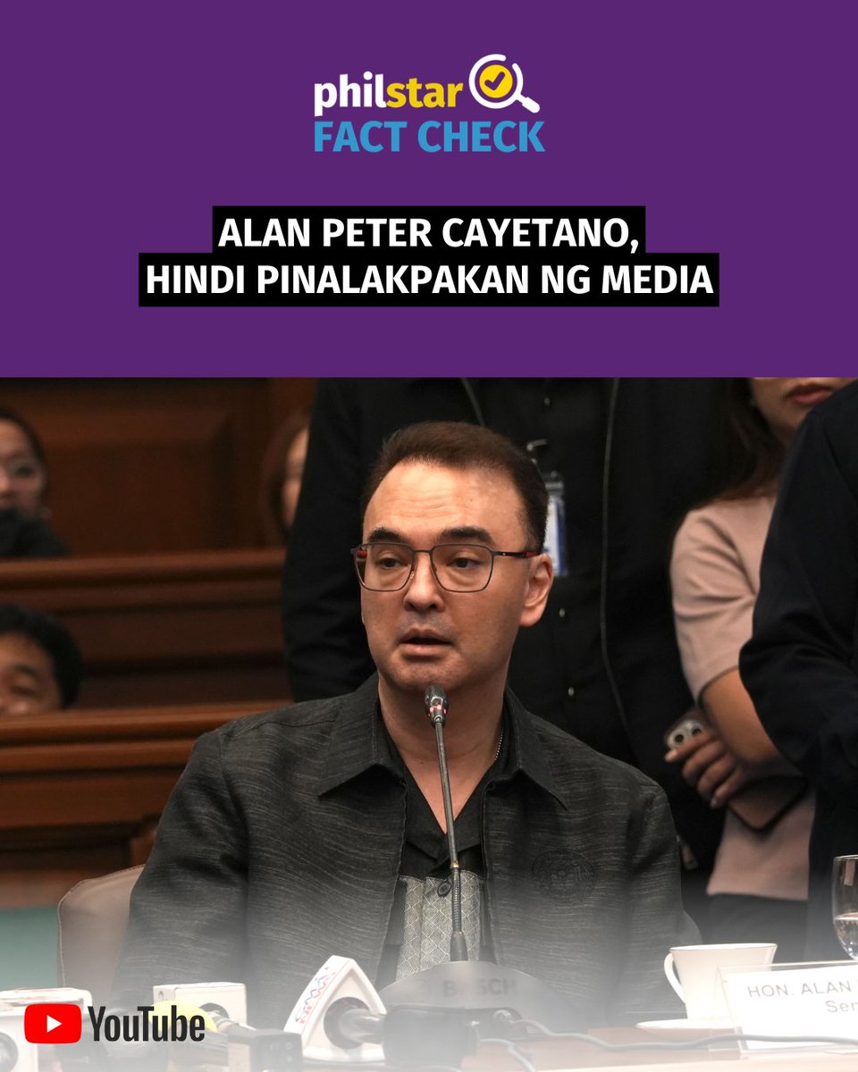 PhilstarNews's tweet photo. HINDI MEDIA ANG PUMALAKPAK

#PhilstarFactCheck: Mali ang sinabi ni Sen. Alan Peter Cayetano na pinalakpakan daw siya ng media sa kanyang press briefing sa Senado nitong Huwebes, June 4.

PANOORIN: https://t.co/AyL2LAKNZx https://t.co/e5hSESWlpt