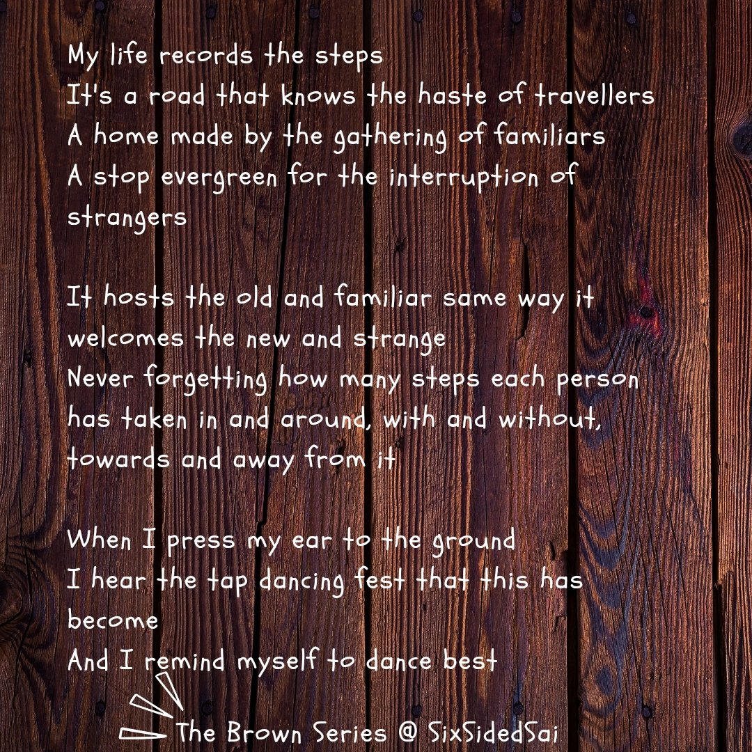 sk_assem's tweet photo. "When I press my ear to the ground..."

The Brown Series 🤎

#poetry #poem #poemseries #poetrypage #thebrownseries https://t.co/9bCAK2DXdb