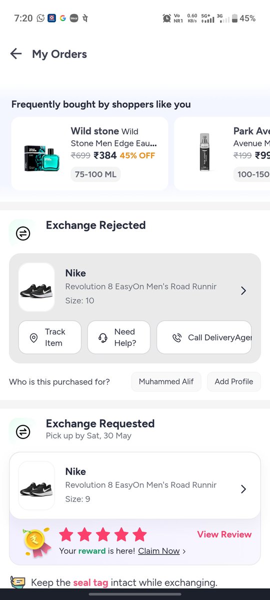 MuhammedAlif's tweet photo. @MyntraSupport @MyntraSupport rejected the exchange .... Now its showing exchange cancelled as per customer's request.... #manipulation, #fabrication #destroyingevidence @jagograhakjago @Nike @nikestore @Nikeindia1 https://t.co/HT1C6AtCst