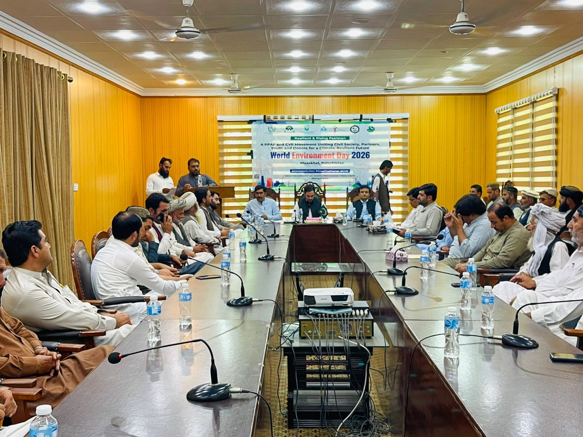 CYAAD_Pk's tweet photo. Government officials, youth, media &amp; community leaders came together to promote climate resilience, environmental protection &amp; sustainable development.
Together for a greener Pakistan.🌱

#WorldEnvironmentDay2026 #ClimateAction #CleanGreenPakistan #ClimateResilience #GoGreen https://t.co/AL1X9sB4Vr