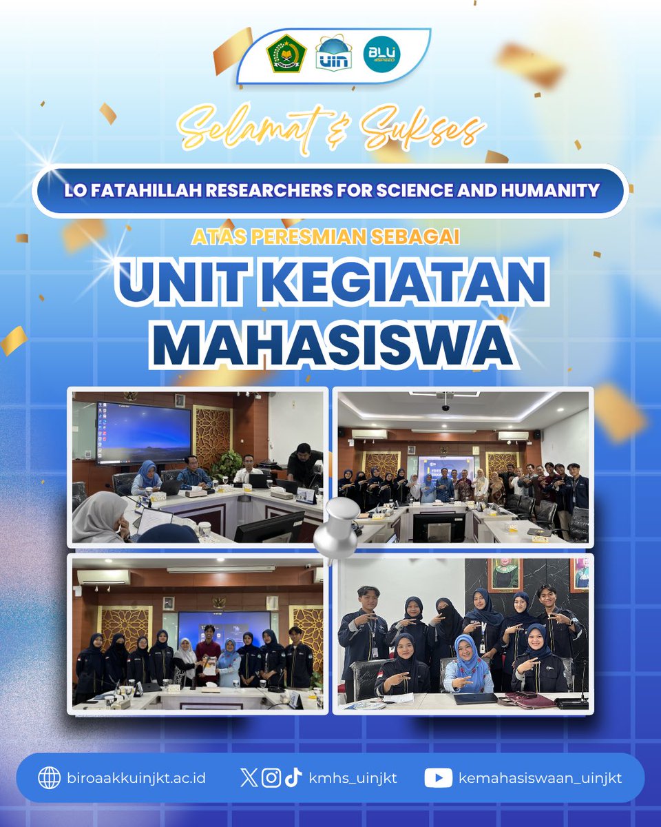 kmhs_uinjkt's tweet photo. Halo sobat kemasis🙌

Selamat dan sukses kepada Fatahillah Researchers for Science and Humanity (FRESH) atas peresmiannya sebagai Unit Kegiatan Mahasiswa (UKM) tingkat universitas.

#UINJakarta #KemahasiswaanUINJKT #UKMFRESH #RisetMahasiswa https://t.co/iv4SrmWpwF