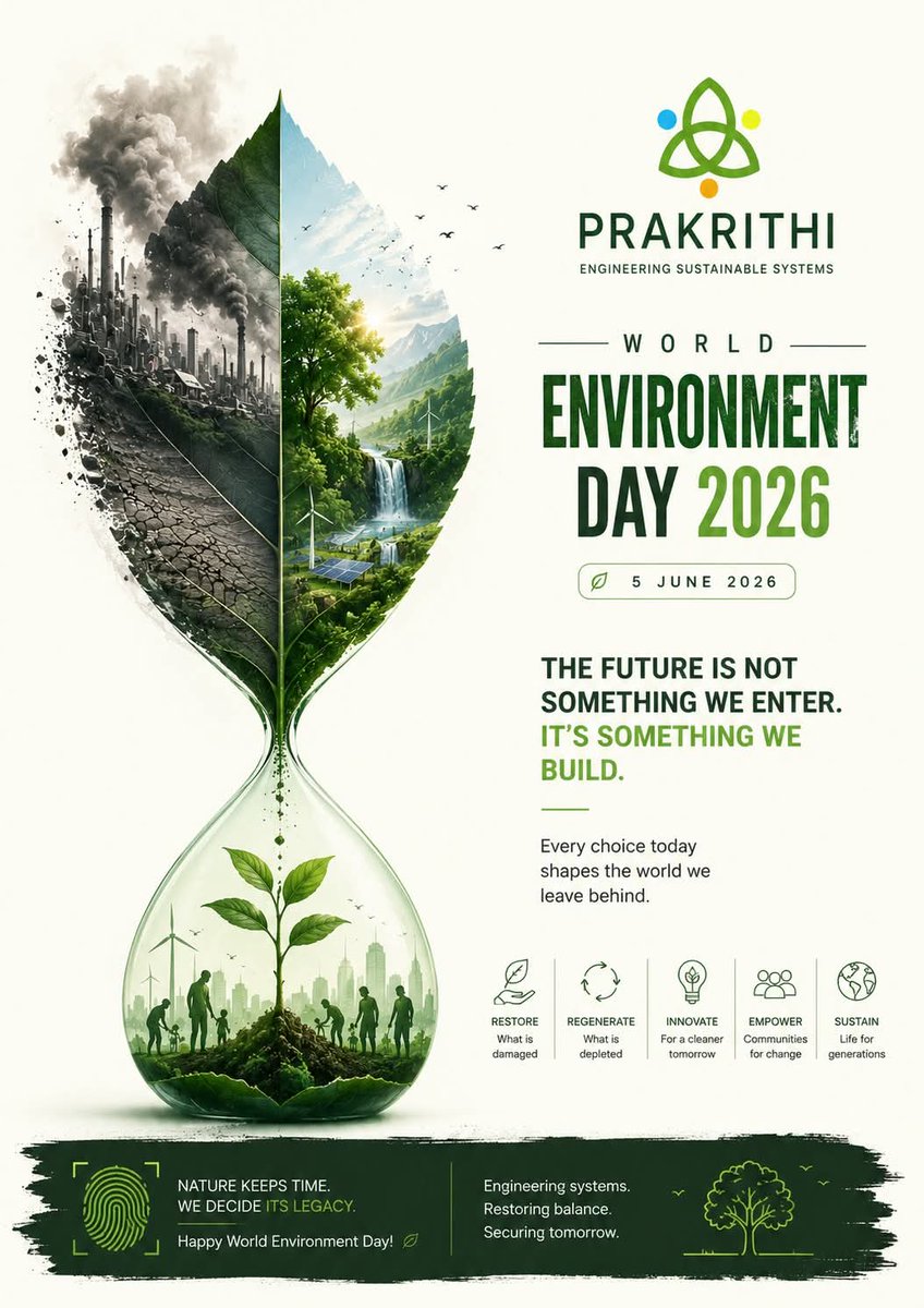 themd_369's tweet photo. Nature keeps the record.
Every action today shapes tomorrow.
Happy World Environment Day 🌱
#WorldEnvironmentDay #Prakrithi #EngineeringSustainableSystems #Sustainability #RestoreRegenerateSustain #GreenFuture #ClimateAction #EnvironmentalStewardship https://t.co/uMiKHnBgfS