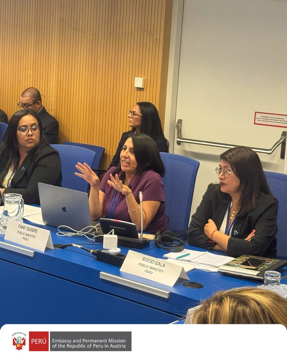 PeruinAustria's tweet photo. #PeruAtUnitedNationsVienna 🇺🇳🌎 | Peru, committed to the fight against human trafficking, migrant smuggling and environmental crimes, is participating in the 35th session of the Commission on Crime Prevention and Criminal Justice⚖️, taking place in Vienna from June 1st to 5th. https://t.co/kR3rZdEg1E