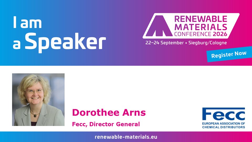 FeccEurope's tweet photo. 📣🎙️Join Dorothee Arns, #Fecc DG, for her setting-the-scene presentation (22 Sept. 2026, 9:40 am) at the Renewable Materials Conference 2026, organised by @novaInstitut, in Siegburg, Germany

🏷️Special discounts for Fecc members are available

📲More info: https://t.co/OE38wAwHnW https://t.co/KK49S48SUJ