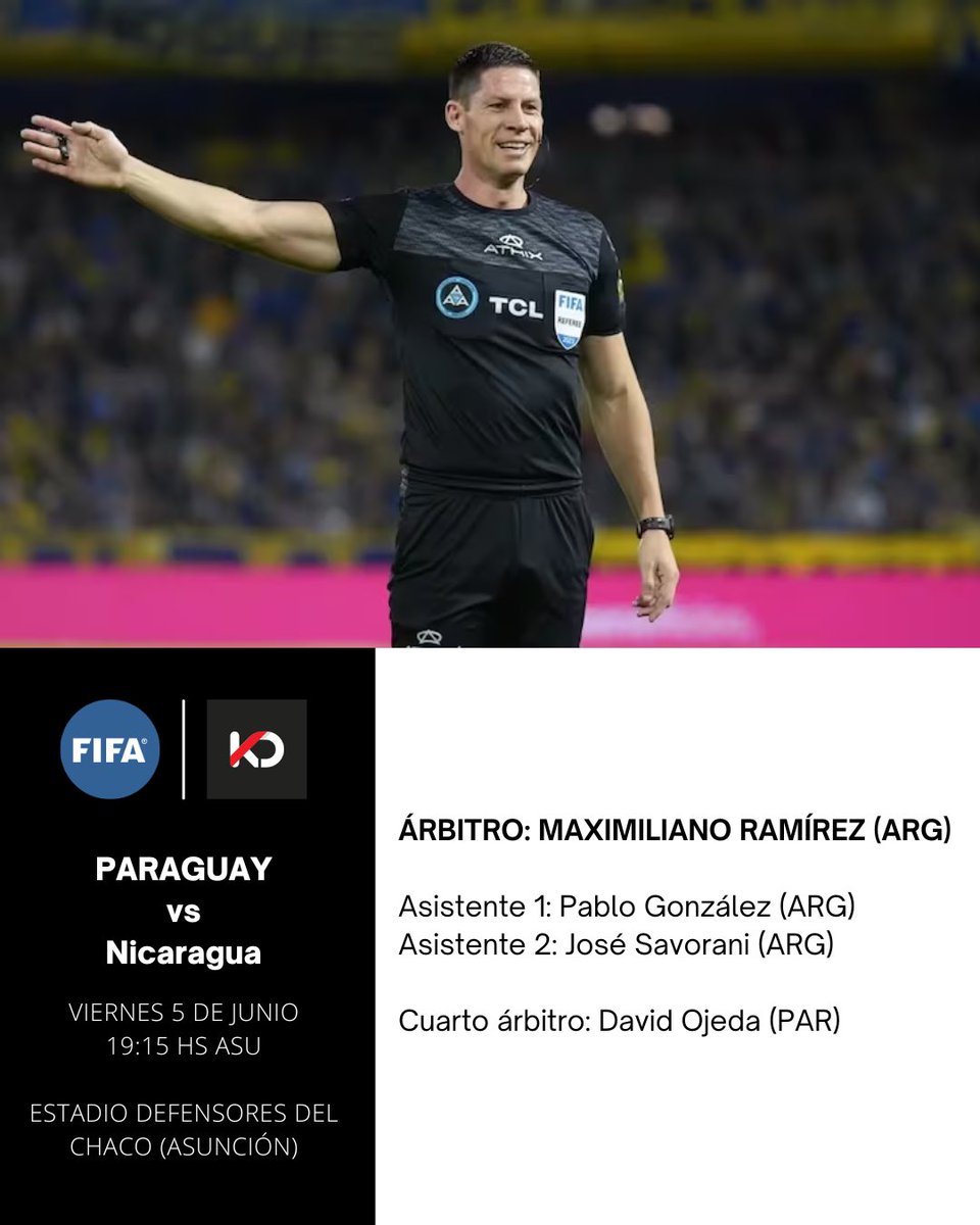 11kevindaniel's tweet photo. ⚽️⚠️ #AmistosoInternacional Autoridades arbitrales para el juego #Albirroja 🇵🇾 🆚 Nicaragua 🇳🇮 en Sajonia.

👨🏻‍⚖️ Maximiliano Ramírez 🇦🇷
4️⃣ David Ojeda 🇵🇾 https://t.co/szqNnONdhR