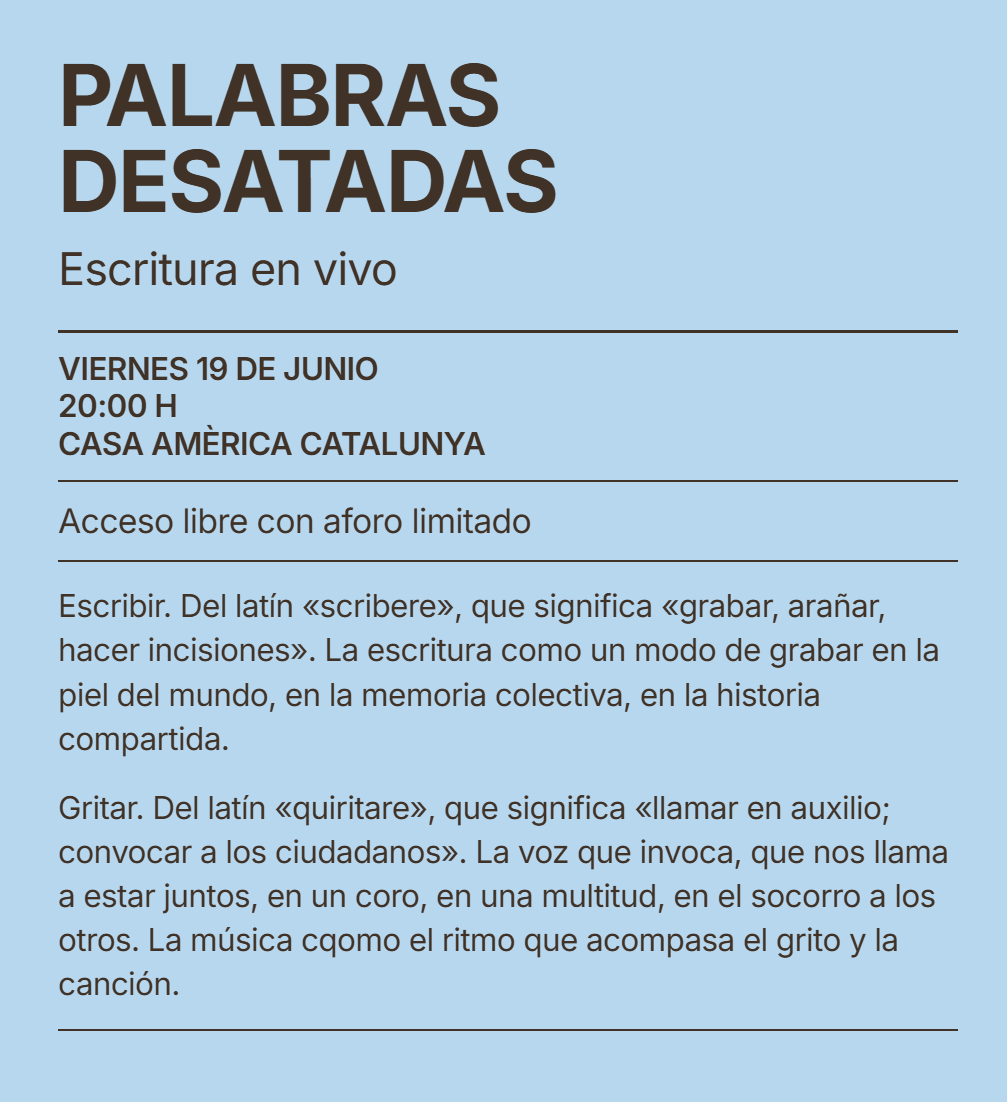 vnietofoco's tweet photo. Hola, #Barcelona El viernes 19 de junio a las 20 h, dentro del #KMAmèrica 2026, participo junto a grandes amigos de una actividad que los escritores solemos hacer en privado: Escritura en vivo. ¡Venid! @americatalunya @BibliotequesBCN 
https://t.co/zBBZy6A7Ku https://t.co/JfZeFF8XdI