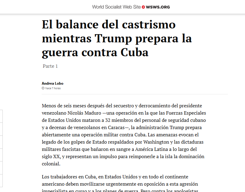 JohnWilsonWSWS's tweet photo. #Cuba #Castro 

El balance del castrismo mientras Trump prepara la guerra contra Cuba 
Parte 1

- World Socialist Web Site
https://t.co/OXYNP1h7JS

... Cuando llegó la revolución de 1959, no fue principalmente el foco guerrillero en Sierra Maestra el que derribó a Batista. Fue el movimiento huelguístico masivo en las ciudades el que paralizó su régimen y lo tornó insostenible. El movimiento castrista llenó un vacío político creado por el colapso de la autoridad de Batista y la ausencia de una dirección revolucionaria de la clase obrera capaz de disputar el poder.

Este es un punto crucial: el triunfo del Movimiento 26 de Julio de Castro no fue una confirmación de la guerra de guerrillas como camino al poder, sino una demostración de que, privada de dirección revolucionaria, la clase obrera sólo puede ser testigo de cómo los movimientos nacionalistas burgueses heredan el Estado como supervisores de una explotación capitalista continua.

El gobierno de Eisenhower y luego el de Kennedy se rehusaron a negociar con quienes habían depuesto a su marioneta en La Habana, o a aceptar siquiera reformas agrarias mínimas y otras medidas exigidas por las masas. En cambio, suspendieron la importación de azúcar cubano, imponiendo un embargo comercial estadounidense casi total. El gobierno castrista que emergió de este proceso respondió, por necesidad económica, con nacionalizaciones masivas de las plantaciones, los servicios públicos, los ferrocarriles, los hoteles y las industrias de propiedad estadounidense.

Tras recurrir a la burocracia estalinista de la Unión Soviética en busca de ayuda, Castro implementó programas que lograron conquistas sociales genuinas en alfabetización, salud pública y educación. Estos logros fueron reales, pero se alcanzaron dentro de un aparato estatal que siguió siendo fundamentalmente capitalista en su carácter de clase, y bajo condiciones de total subordinación política de Cuba a la política exterior contrarrevolucionaria de Moscú.

La dependencia estructural de la economía cubana del patrocinio externo confirmó que los trabajadores no podían ni pueden salvaguardar las conquistas sociales restantes de ese período a través del gobierno castrista. El liderazgo nacionalista burgués cubano siempre ha necesitado un patrocinador para mantener a flote su economía. Durante la Guerra Fría, ese patrocinador fue la Unión Soviética. Tras la disolución de la URSS, fue Venezuela y, en un sentido más limitado y a corto plazo, México.

Toda una capa del liderazgo militar y partidario cubano se enriqueció a través del acceso privilegiado a los ingresos del turismo y las empresas conjuntas con capital europeo y canadiense. En la última década, el gasto en turismo y hoteles ha eclipsado todas las demás prioridades de inversión. En 2024, el Estado cubano concentró el 37,4 por ciento de todas las inversiones en la construcción de complejos turísticos, una cifra once veces mayor que el gasto en educación y salud combinados.

... más