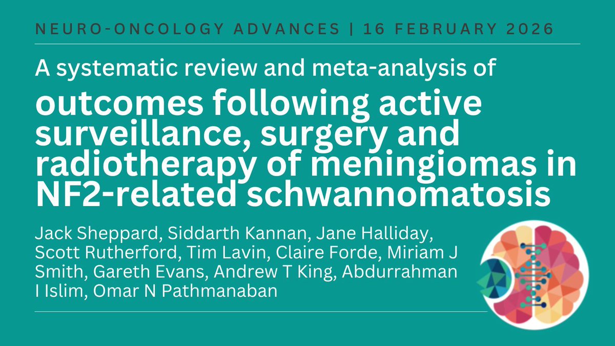 ICOMeningioma's tweet photo. #Meningiomas affect up to 80% of patients with NF2-related schwannomatosis during their lifetime. They’re managed by active monitoring, surgery &amp; stereotactic radiosurgery. This synthesizes existing data to evaluate outcomes &amp; inform future trial design:

https://t.co/3MrHsqeUV4 https://t.co/GSj8flmHwu